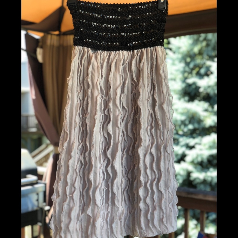 Strapless sequined dress